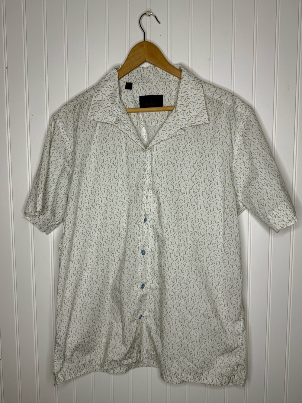David Donahue Camp Button Front Shirt in Golf Print Size Large